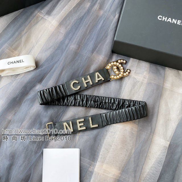 Chanel女士皮帶 香奈兒cc經典logo扣精品彈力扣腰帶  jjp1154